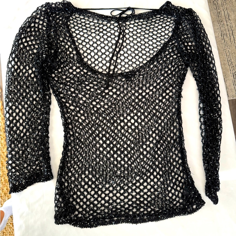 Nasty Gal Premium Sequin Crochet Open Back Mini Dress